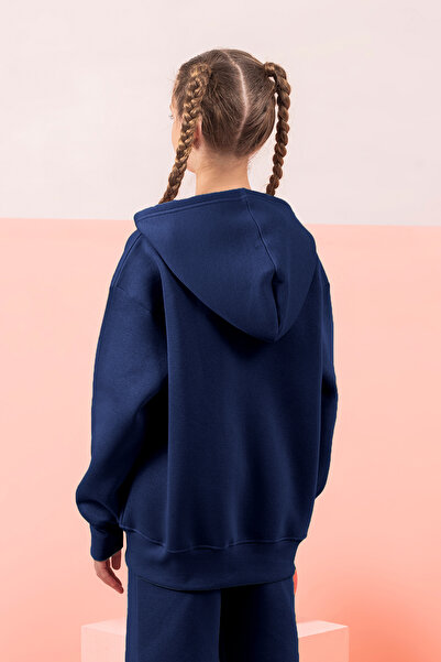 DMB BOYS & GIRLS Kapüşonlu Fermuarlı Şardonlu Kalın Kız Çocuk Sweatshirt Kışlık Hırka