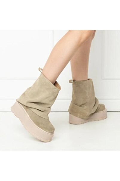 exclusives.ro Ghete - Cizme scurte - Slouchy Short Slip-On Boots - Bej - Crem