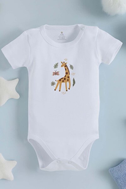 bebek perisi 100% Cotton Organic Cute Giraffe Design Baby Bodysuit