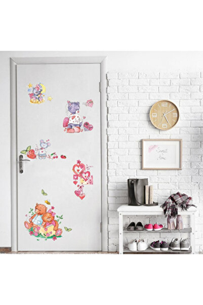 MaffStuff Sticker decorativ ușă copii ursuleți cu inimioare, 50x70 cm