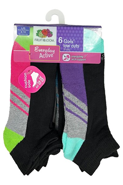 Fruit of the loom Момичешки ниски чорапи с шарки, 6 чифта (L)