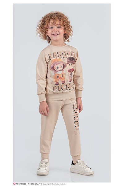 LİLLYPİCCA Boys' 2-Piece Set Long Sleeve Sweatshirt Printed - Combed Cotton Trousers with Elastic Waist