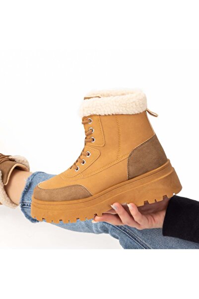 Modlet.ro Ghete de damă kaki și maro cu talpă groasă MOD07724