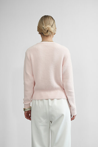 Molly Nelly Kadın Pastel Renk Düğmeli Yumoş Triko Hırka