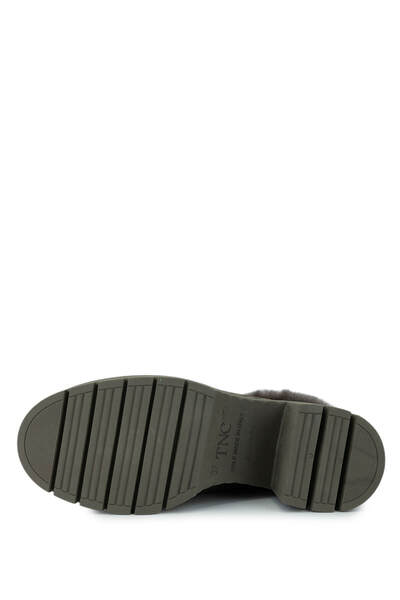 Tamer Tanca Women's Genuine Leather Green Heeled Slippers