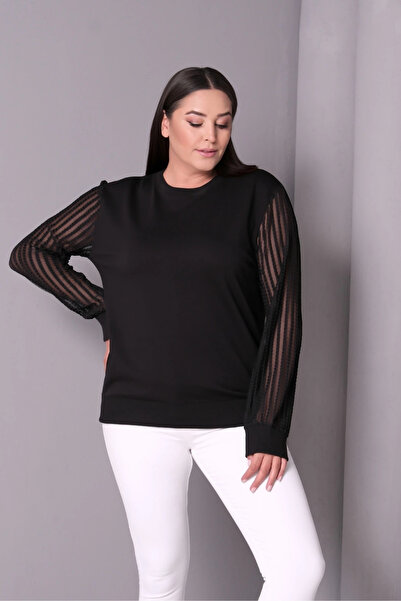 aytemas Tulle Blouse with Patterned Sleeves