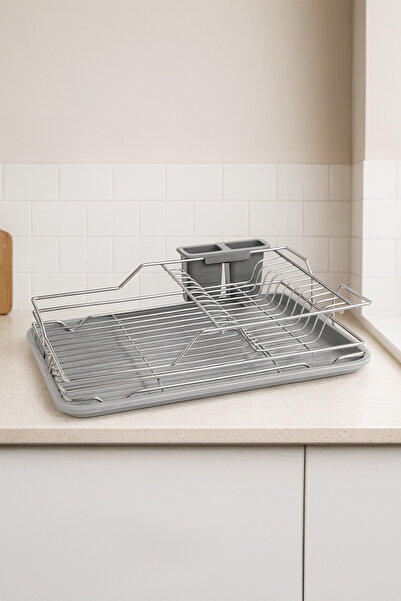 Kitchen Life Tek Katlı Bulaşıklık Bardak Tabak ve Çatal Kaşık Kurutmalık Taba...
