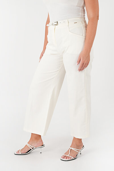 Guzella Cotton Crop Pants with Elastic Waist and Wide Legs