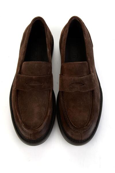 Bambi Kahve Hakiki Deri Erkek Loafer Ayakkabı E01905003602