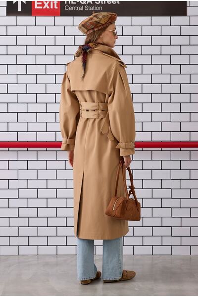 HEQA Double Belted Trench Coat Camel
