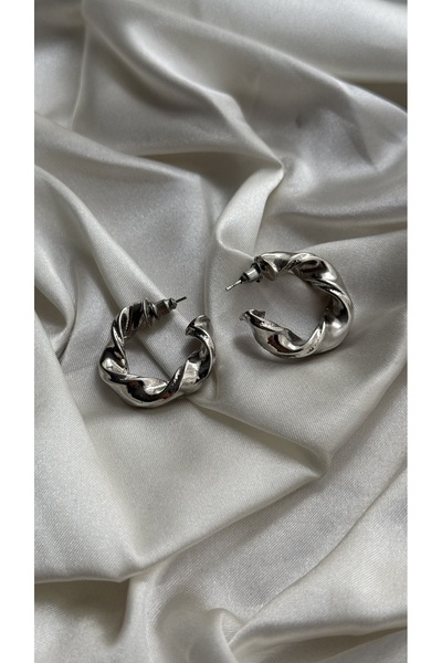 ADENNA JEWELRY Silver Steel Hoop Earrings