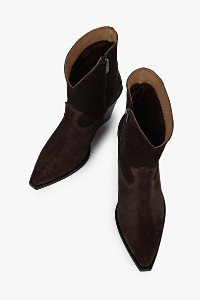 Shoeberry Γυναικείες μπότες καουμπόι καφέ από γνήσιο σουέτ Kael