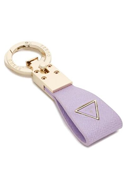 Guess Keyring Leather Saffiano Lilac Gold Details