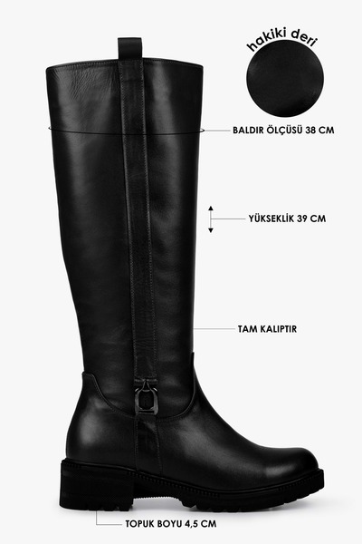 Shoeberry Women's Frost Black Genuine Leather Boots