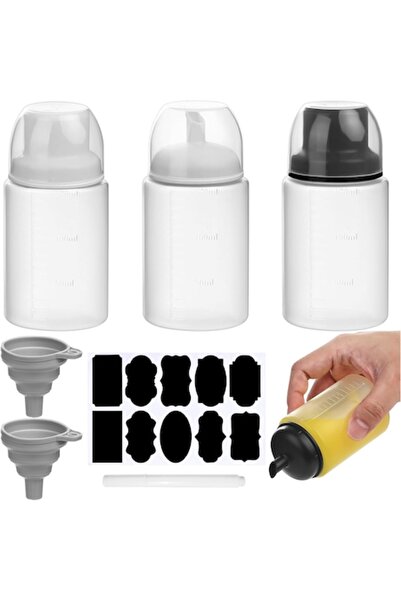 DELPI Set 4 Sticla Dispenser pentru Sosuri si Condimente, Plastic, Translucid...