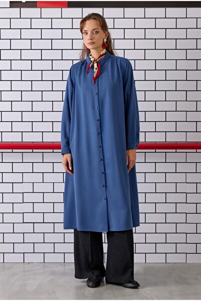 HEQA Omzu Shirred Shirt Denim Blue