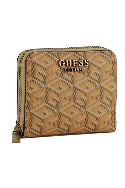 Guess Women's Wallet small stylish purse with logo G Cube brown