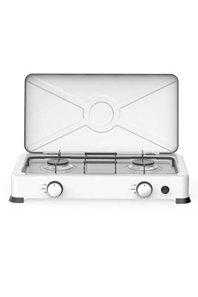 rosberg Double gas hob with lid R51454E2L 2x 2.2 kWh, 30 mbar, Automatic ignition, White