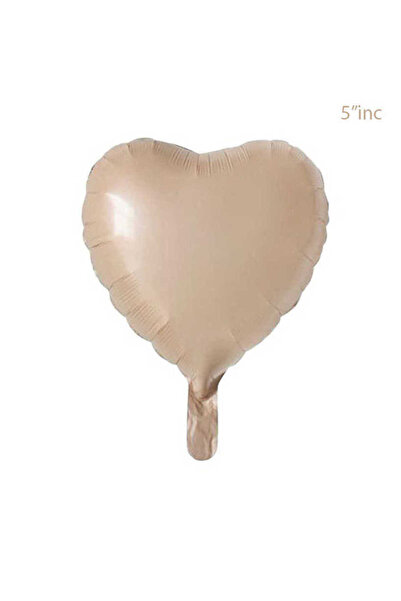 kidspartim 5 Inch Mini Heart Foil Balloon Sand Beige 5 Pieces