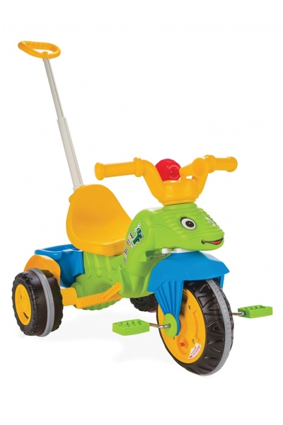 PİLSAN Caterpillar Green children's tricycle with removable parental handle for direct control