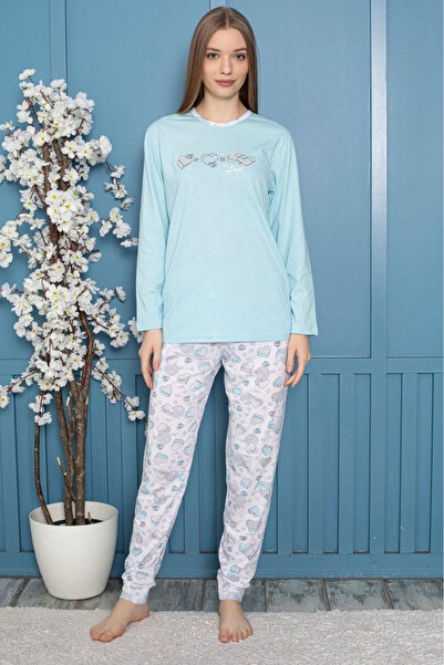 embody Pijamale confortabile din bumbac pentru femei, set cu bluză și pantalo...