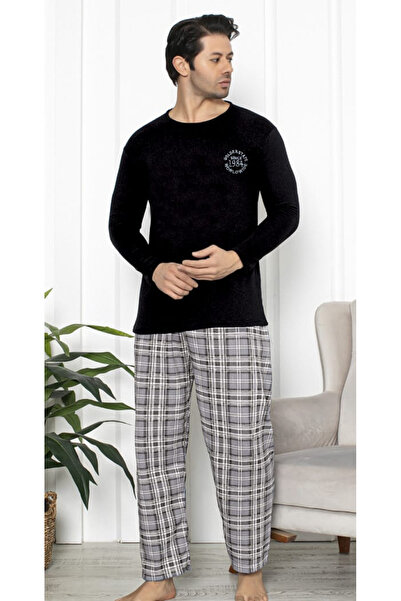 embody Pijama lungă din bumbac pentru bărbați, neagră 16232