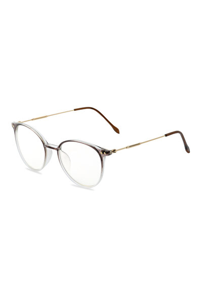 TomyHelf Unisex Yuvarlak Kahve Şeffaf Geçişli Çerçeveli Mavi Işık Koruyucu Bilgisayar(Ekran) Gözlüğü