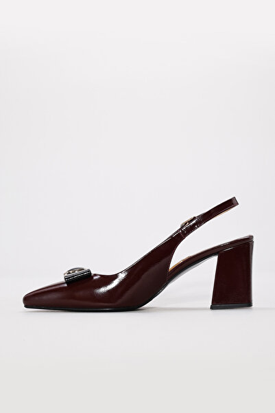 TUGERDİ Burgundy Patent Leather Inside and Outside Genuine Leather Jurdan Sole Heeled Women's Shoes Tg0921526121387