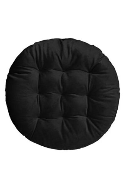 Jumbo Decorative Cushion for Chair Black Velvet Round 40 cm