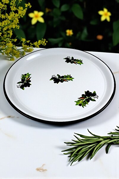 İnci Emaye No 60 Enamel Tray Tableware, Food Presentation Tray, Floor Table Zinc ~58 cm