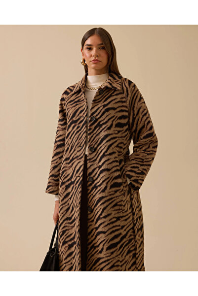 SEÇİL Leopard Patterned Belted Long Coat