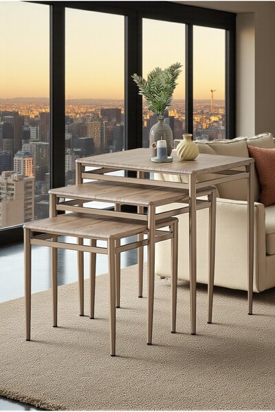 fursimo Diva Serisi 1. Sınıf Mebran MDF 3’lü Zigon Sehpa Takımı