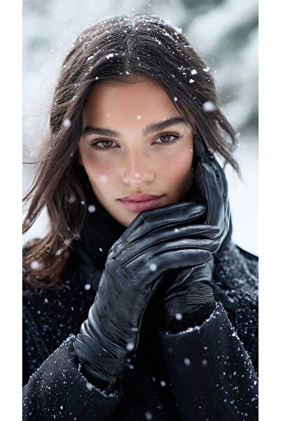 LAGRANZE Genuine Leather Women's Gloves Zigzag Pattern