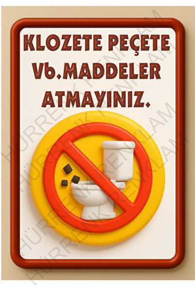 sıradışıhediyem مناديل معدنية للمرحاض وغيرها. لا تقم برمي النفايات. لافتة تحذ...