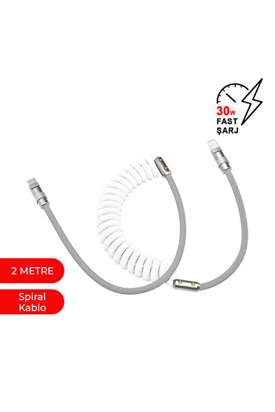 MTL 30W PD Hızlı Şarj Destekli Type-C To Lightning'e Spiral Sarmal Kablo - 2 ...