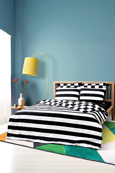 Cozy Home Mono Double Size Fitted Sheet Duvet Cover Set Code Black