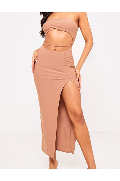 Pretty Little Thing PRETTYLITTLETHING midi dress, brown