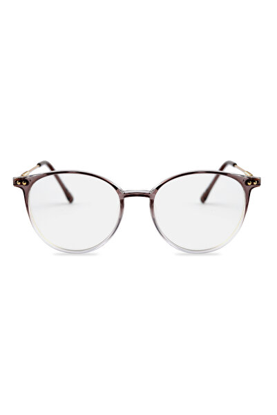TomyHelf Unisex Yuvarlak Kahve Şeffaf Geçişli Çerçeveli Mavi Işık Koruyucu Bilgisayar(Ekran) Gözlüğü