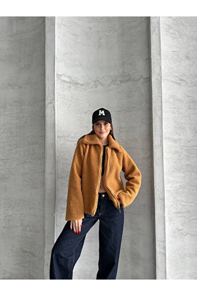 ZF BUTİK Плюшева куртка на блискавці