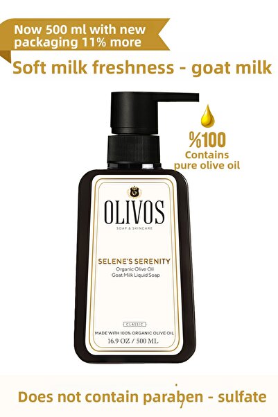 Olivos صابون سائل لليدين بحليب الماعز بزيت الزيتون الطبيعي 100%، ترطيب مكثف، ...