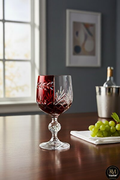 Kristal Market Bohemia Crystal Goblet Double Color Coffee Side Glass, Passion Model
