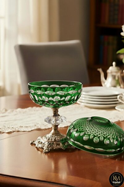 Kristal Market Handmade Cut Crystal Royal Pattern Decorative Presentation Holder Closed Napkin Holder