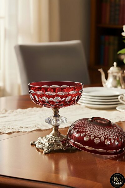 Kristal Market Handmade Cut Crystal Royal Pattern Decorative Presentation Holder Closed Napkin Holder