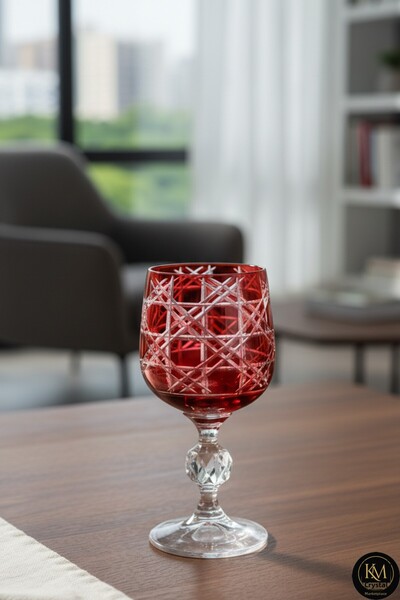Kristal Market Handmade Crystal Bohemia Colorful Luxury Crystal Footed Goblet Coffee Side Water Glass
