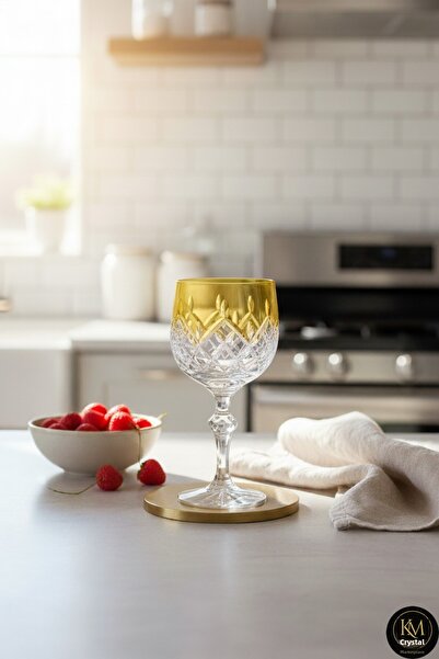 Kristal Market Handmade Crystal Drop Colorful Luxury Footed Goblet Coffee Sid...