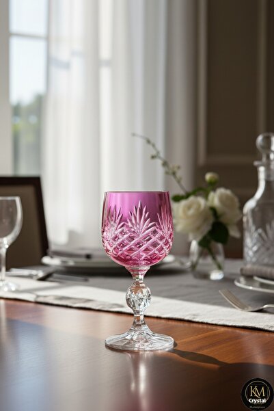 Kristal Market Handmade Crystal Tasseled Colorful Luxury Footed Goblet Coffee...