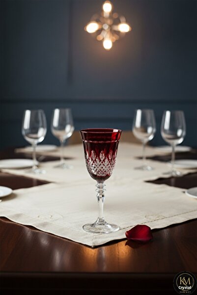 Kristal Market Handmade Crystal Drop Colorful Luxury Footed Goblet Coffee Side Water Glass