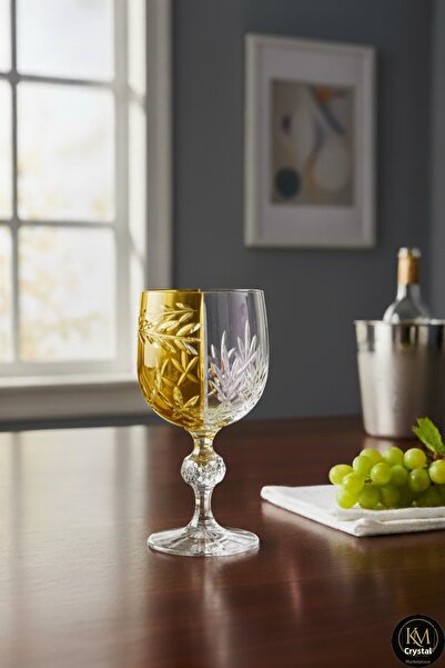 Kristal Market Handmade Crystal Bohemia Yellow Double Color Decorative Presen...