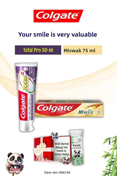 Colgate معجون أسنان توتال برو ومسواك، هدية روزي