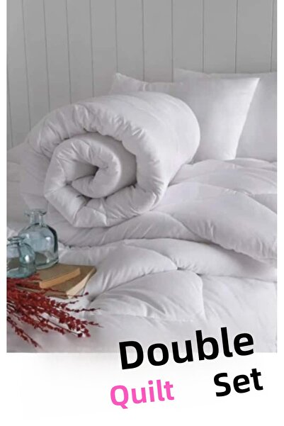 Cotton Box Set cuvertură din microfibră - dublu + 2 perne 50x70 cm - cuvertură 195x215 cm - alb